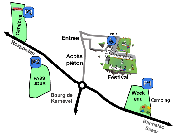 Plan parking festival Soul Moon 2026 à Kernevel dans le pays de Concarneau